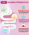 OMOGS Womens Probiotic with Cranberry Extract Organic Prebiotics and Vitamin C 90 Billion CFUs 18 Strains Help for Boost Immune Digestive Gut Health and Womens Health Gluten and Soy Free 90 Tablets