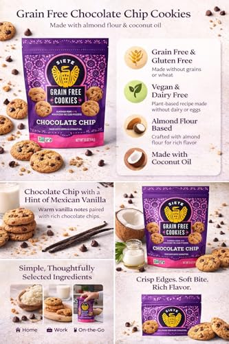 Siete Grain Free Cookies Mexican Vanilla Chocolate Chip ÃƒÂ¢Ã¢â€šÂ¬Ã¢â‚¬Å“ Gluten Free Vegan Cookies ÃƒÂ¢Ã¢â€šÂ¬Ã¢â‚¬Å“ Almond Flour Cookies with Coconut Oil ÃƒÂ¢Ã¢â€šÂ¬Ã¢â‚¬Å“ Dairy Free, Paleo Friendly Snack ÃƒÂ¢Ã¢â€šÂ¬Ã¢â‚¬Å“ 16 oz