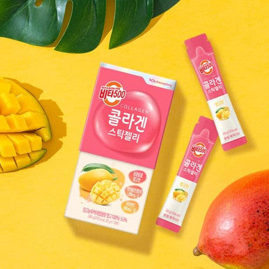 KWANGDONG Vita500 Mango Collagen Peptides Stick Jelly, with Vitamin C, to Support Skin, Hair, Nails and Joints, Marine Collagen, Convenient Daily Sticks