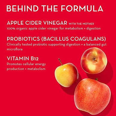 Hum Pro Acv Gummies 100% Organic Apple Cider Vinegar With The Mother Probiotics For Digestive Health & B12 For Metabolism Support (60 Count)