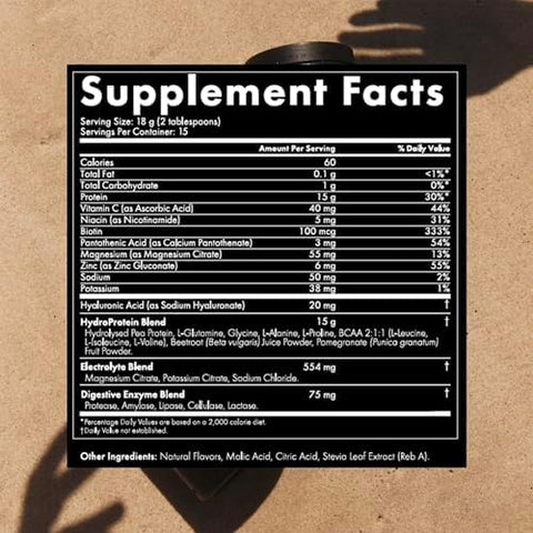 Welleco Hydroprotein Elixir Potassium Electrolyte Powder With 15G Vegan Protein For Energy Healthy Hair Skin & Nails Easy To Digest Powdered Electrolytes Black Currant & Pomegranate 9.5Oz Jar