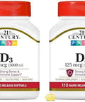 21St Century Healthcare Vitamin D3 125 Mcg (5000 Iu) Rapid Release Softgels 110 Count