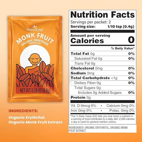 SweetLeaf Organic Stevia and Monk Fruit Packets - Zero Calorie Sweetener, Sugar Substitute in Bulk, Stevia and Monk Fruit Extract Powder, Keto Friendly, Gluten Free - 500 Count (Mix Pack of 1)