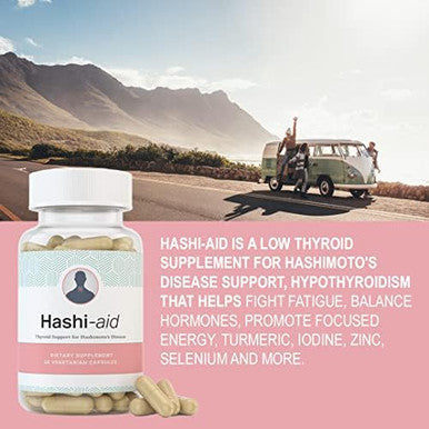 Hashiaid - Low Thyroid Supplement - Hashimoto'S Disease Support - Hypothyroidism - Fight Fatigue, Balance Hormones, Promote Focused Energy - Turmeric, Iodine, Zinc, Selenium And More