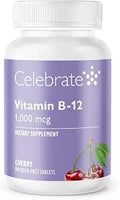 Celebrate Vitamins Vitamin B12 Quick Melt Tablets Cherry 1000 mcg with Folic Acid 90 Count