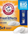 Arm & Hammer Fresh Effects Odor Neutralizing Baking Soda Pouches Unscented Deodorizer For Long Lasting Freshness In Shoes Gym Bags & Small Spaces 5 Count
