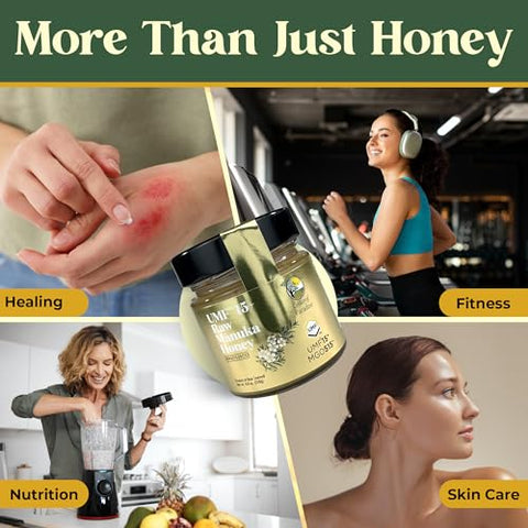 Center of Paradise Raw Manuka Honey Certified UMF 15+ | MGO 515+ (250g / 8.8oz) Glass Jar - Pure & Natural New Zealand Honey for Daily Immune Support and Wellness - Non GMO & Unpasteurized