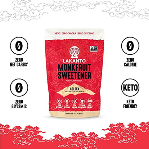 Lakanto Monk Fruit Sweetener All Natural Sugar Substitute, Golden,28.22 Ounce, 1.76 Pound (Pack of 1)
