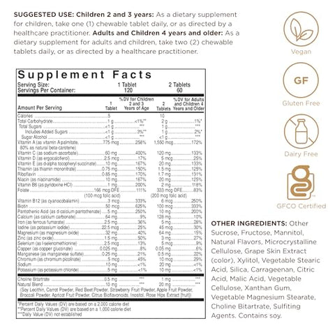 Solgar Kangavites Bouncin Berry Flavor - 120 Chewable Tablets Pack Of 2 - Complete Multivitamin & Mineral Formula For Children - Vegan Gluten Free
