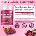 Bcuelov Beet Root Capsules | 1300Mg Pure Beetroot Powder Capsules Supports Blood Pressure Natural Energy & Endurance - 90 Capsules 45 Days Supply