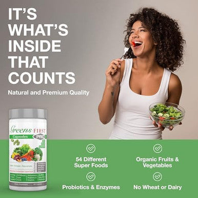 Greens First Pro Phytonutrient Capsules 30 Servings 54 Antioxidant Superfoods Organic Fruits & Vegetables Prebiotics Probiotics & Digestive Enzymes Dairy & Wheat Nongmo 180 Capsules