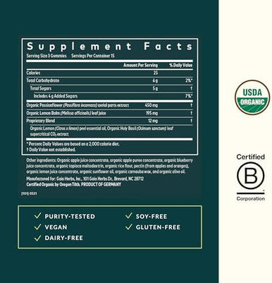 Gaia Herbs Relax Gummies Supports Calm Feelings With Organic Apple Juice & Lemon Juice Concentrate 45 Gummies (15 Servings)