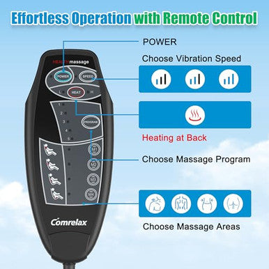 Comrelax Portable Back Massager With Heat & Vibration - Deep Tissue Pain Relief For Shoulder Back Lower Back And Thighs - Office Chair Massage Pad Ideal For Men And Women