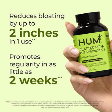 Hum Flatter Me Digestive Enzymes Plus Prebiotics & Probiotics Digestive Health 60 Capsules