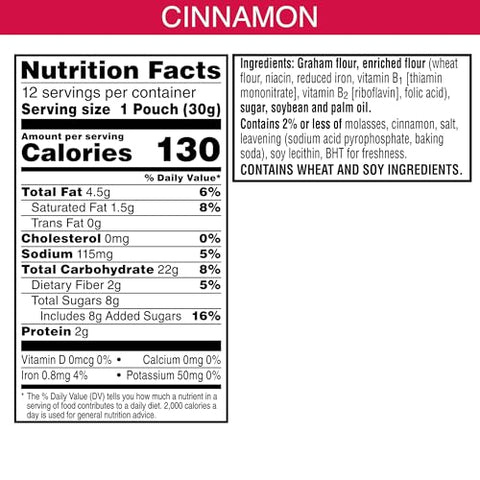 Kellogg's PAW Patrol Graham Snacks, Kids Snacks, Whole Grain, Cinnamon, 12.7oz Box (12 Pouches)