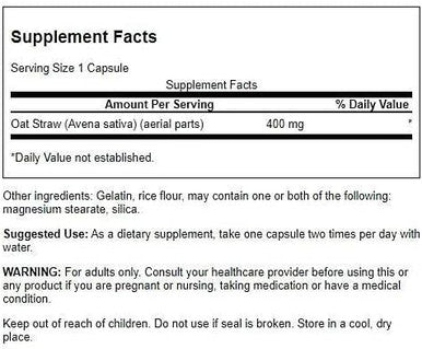 Swanson Full Spectrum Oat Straw 400 Milligrams 60 Capsules (2 Pack)