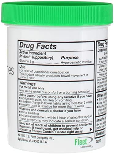 Fleet Laxative Glycerin Suppositories For Adult Constipation 50 Count (2 Pack)