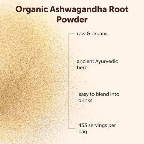 Micro Ingredients Organic Ashwagandha Root Powder 2 Lb 453 Servings Pure Withania Somnifera Root Ancient Ayurvedic Herb