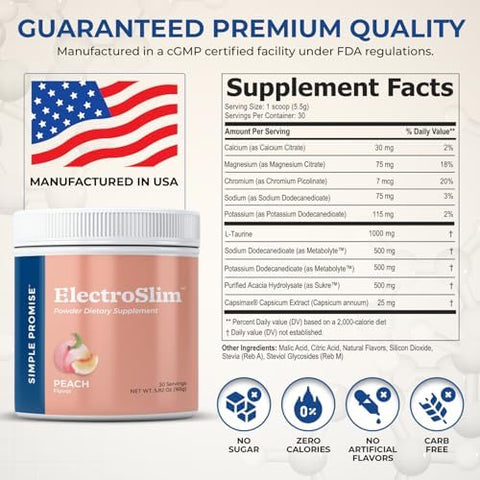 Simple Promise Electroslim Bundle Flavor - Lemon Lime And Peach - Sugar- Electrolyte Powder Hydration Support With Essential Electrolytes - No Sugar Formula For Daily Energy Balance