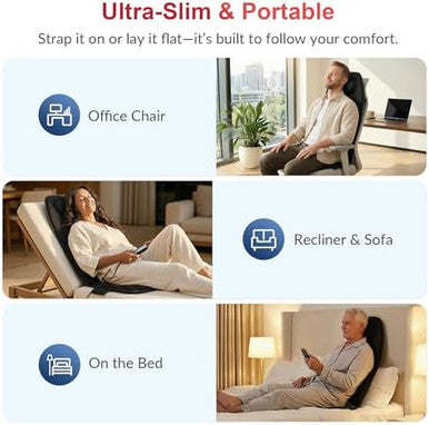 Comfier 2026 Graphene Heated Chair Massager Pad 4900 Rpm Vibration Motor Full Back Massage Seat Cushion For Office Chair & Recliner For Dad Men