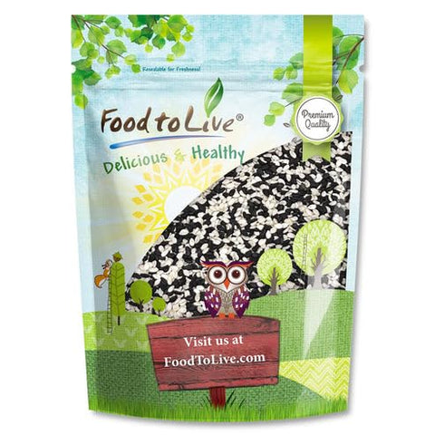 Food to Live Tuxedo Sesame Seeds, 2 Pounds - Black and White Sesame Seed Mix, Ideal for Sushi, Rice, Salad, and Poke Bowls, Vegan, Kosher, Bulk