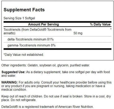 Swanson Deltagold Tocotrienols-Annatto Tocotrienols -Vitamin E Tocotrienols 99% Tocopherol (60 Softgels 50mg Each) (3 Pack)