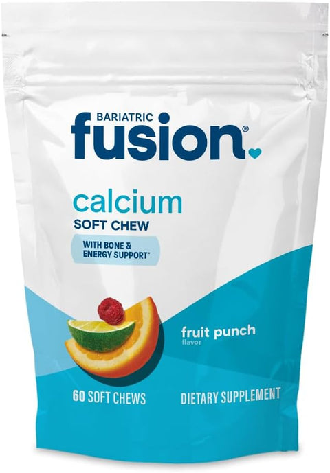 Bariatric Fusion Bariatric Calcium Supplement Chews Calcium Citrate with Vitamin D3 Bariatric Vitamin Sugar Free Chewable 500mg Lemon 60 Count