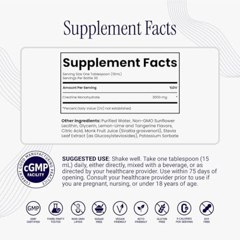Rho Nutrition Liposomal Creatine Monohydrate - Ultra High Absorption Liquid Creatine Supplement Promotes Lean Muscle Mass & Recovery Supports Brain Function & Enhances Cellular Energy Production