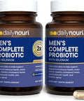 Dailynouri Mens Complete Probiotic Supports Digestion Immunity Colon Health Cardiovascular Function Cholesterol 5 Clinically Studied Strains + Selenium & Vegan Omega