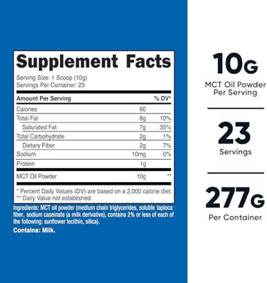 Nutricost Mct Oil Powder 1Lb (16Oz) Great For Keto Ketosis And Ketogenic Diets Zero Net Carbs Nongmo + Gluten (Medium Chain Triglyceride)