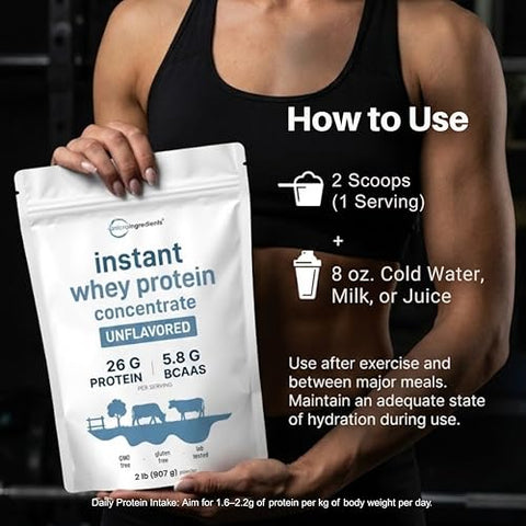 Micro Ingredients Unflavored Whey Protein Powder 2Lbs Protein Powder For Women & Men Whey Protein Isolate Bcaas Great For Bars Shakes Smoothies Snacks Or Coffee Non-Gmo Soy Free