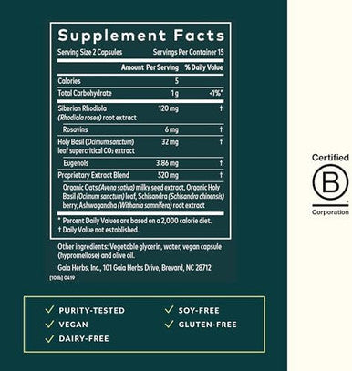 Gaia Herbs Stress Response Supplements Supports Relaxation With Rhodiola Holy Basil Ashwagandha & More 30 Vegan Liquid Phytocapsules (15 Servings)