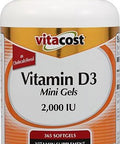 Vitacost Vitamin D3 (as Cholecalciferol) 2000 IU 365 Softgel Mini Gels (Pack of 2)