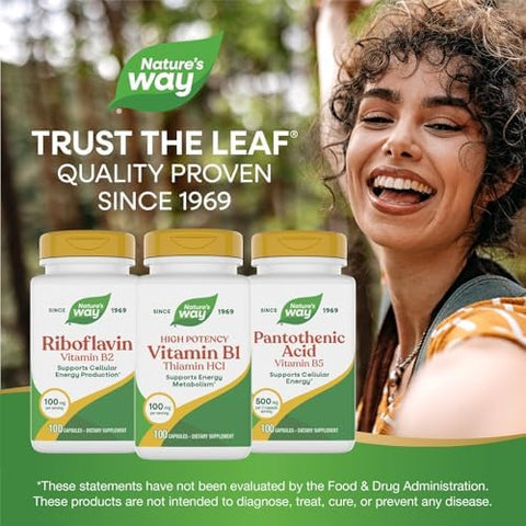 NatureS Way Vitamin B1 High Potency 100 Mg Thiamin Per Serving Thiamin Hcl Supports Energy Metabolism Gluten 100 Capsules (Packaging May Vary)