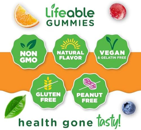 Lifeable Vitamin B Complex Gummies for Adults with Vitamin C Great Tasting Vitamin B Gummies for Energy and Nerve System Vegan B Complex Vitamins for Women Men 90 Gummies