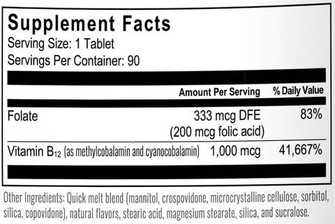 Bariatricpal 1000Mcg B12 Sugar Quick Melts (90 Count) Berry