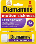 Boiron Jet Lag Relief Kit (240 Pellets) And Dramamine Motion Sickness Relief Less Drowsey Formula 8 Count Travel Bundle