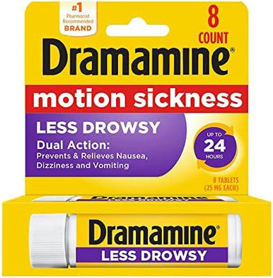 Boiron Jet Lag Relief Kit (240 Pellets) And Dramamine Motion Sickness Relief Less Drowsey Formula 8 Count Travel Bundle