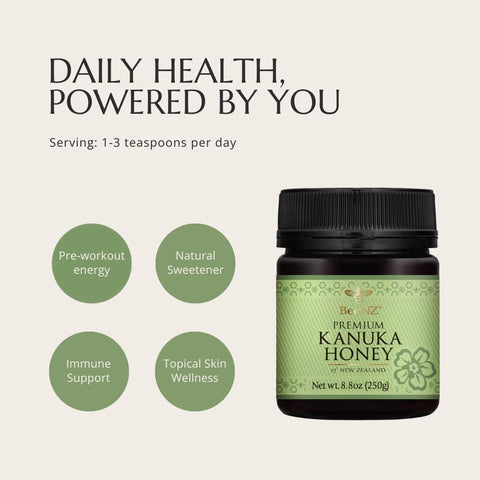 BeeNZ Raw KÃƒâ€žÃ‚Ânuka Honey ÃƒÂ¢Ã¢â€šÂ¬Ã¢â‚¬Å“ Pure New Zealand Monofloral KÃƒâ€žÃ‚Ânuka Honey, Natural Sweetener & Superfood for Wellness, Skin Care, and Gourmet Food Pairing - No Sugar Added, Pantry Staple, Hive-to-Jar Traceable (17.6 oz)