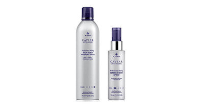 Alterna Caviar Professional Styling High Hold Finishing Hair Spray 7.4oz and Perfect Iron Spray 4.2oz | Firmer Hold To Shape & Transform Hair | Natural Looking Shine | Sulfate Free