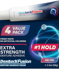 Denttach Fusion Denture Adhesive (Pack Of 4) 2.4 Ounce Ultra Strong Hold And Seal Dental Adhesive Cream For Dentures And Partials Zinc Free Denture Glue