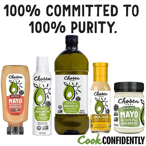 Chosen Foods Virgin Cold Pressed Avocado Oil 8.4 oz., Non-GMO, for Cooking, Baking, Homemade Sauces, Dressings and Marinades