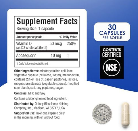 Prevagen Regular Strength 30 Capsules (1 Month Supply) Formulated For Your Brain 10Mg Of Apoaequorin Plus Vitamin D3 With 7Day Pill Minder