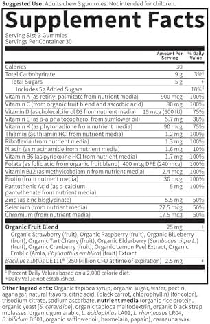 Garden Of Life Men'S Multivitamin Gummy:Vitamins C,D,E,B&Zinc For Energy,Stamina & Stress,Probiotics For Digestive & Immune Health,Vitamin Code,Non-Gmo,Gluten-Free,90 Lemon Berry Gummies, 30 Day Count
