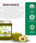 USDA Certified Organic Cold Pressed Unrefined Raw Avocado Oil - 1 Gallon/128 fl.oz