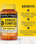 Mason Natural Stress Bcomplex With Antioxidants + Zinc 2 Month Supply Dual Action Formula Supports Immune Health 1 Pack