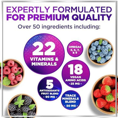 Multivitamin For Women Men & Kids Liquid Multivitamin & Multimineral, Vegan, Sugar Free, Vitamins A, C, D3, E, B6, B12 & Zinc, Womens Multivitamin & Adult Immune Support, Berry Flavor - 15 Fl Oz
