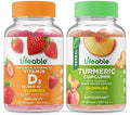 Lifeable Vitamin D 10000 Iu + Turmeric Curcumin Gummies Bundle Great Tasting Vitamin Supplement Gluten Gmo Chewable Gummy