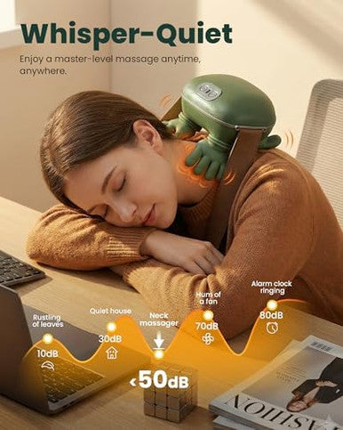 Eiwajkxe Neck Massager With Heat - Neck And Back Shiatsu Massager For Relieve Fatigue Deep Tissue Portable Neck And Shoulder Massager For Home And Travel Green