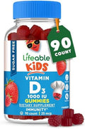 Lifeable Sugar Vitamin D For Kids 1000 Iu " Great Tasting Natural Flavor Gummy Supplement " Gluten Vegetarian Chewable " For Strong And Healthy Bones For Children Teen Toddler 90 Gummies